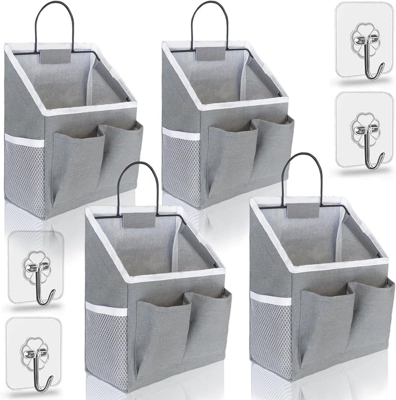 Kanrichu 4pcs Small Wall Hanging Baskets for Organizing, Hanging Storage Bag as Over the Door Organizer, Wall File Organizer, Rv Storage and Organization. For Bedroom, Office, Camper (Gray-4pcs) - Image 1